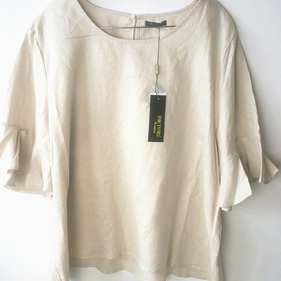 NEW! FOR CYNTHIA Linen Ruffle Sleeve Blouse 3X. - Picture 2 of 4
